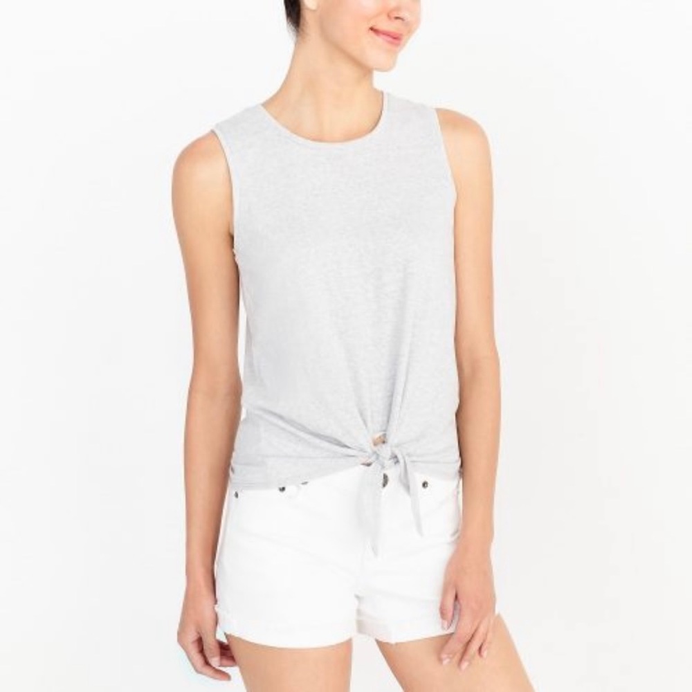 J. Crew Gray Knot Front Tank Top Sleeveless Tee - XS Extra Small